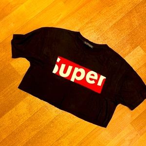 Rock &Rose black crop top ‘Super’ size M